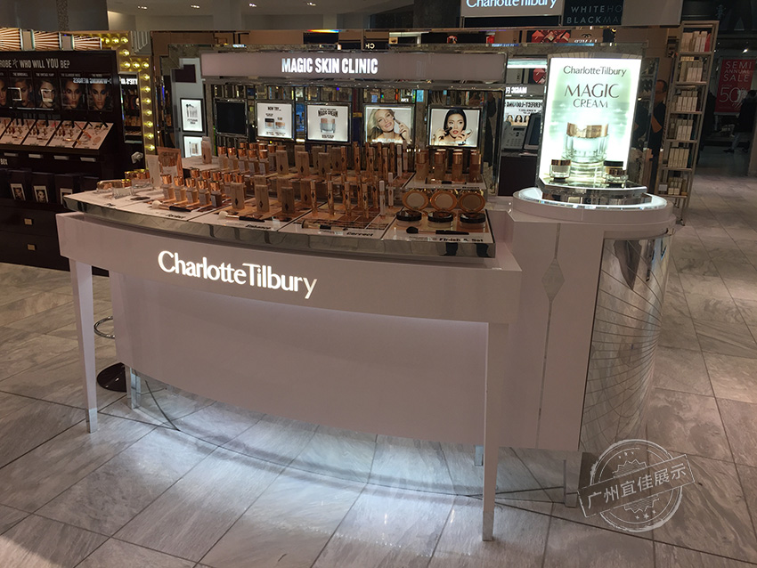 定制铁木结合化妆品展柜